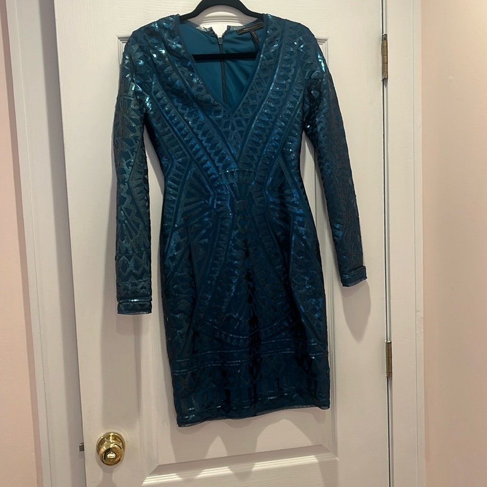 Teal Sequin BCBGMaxazria Dress NWOT Sz S
